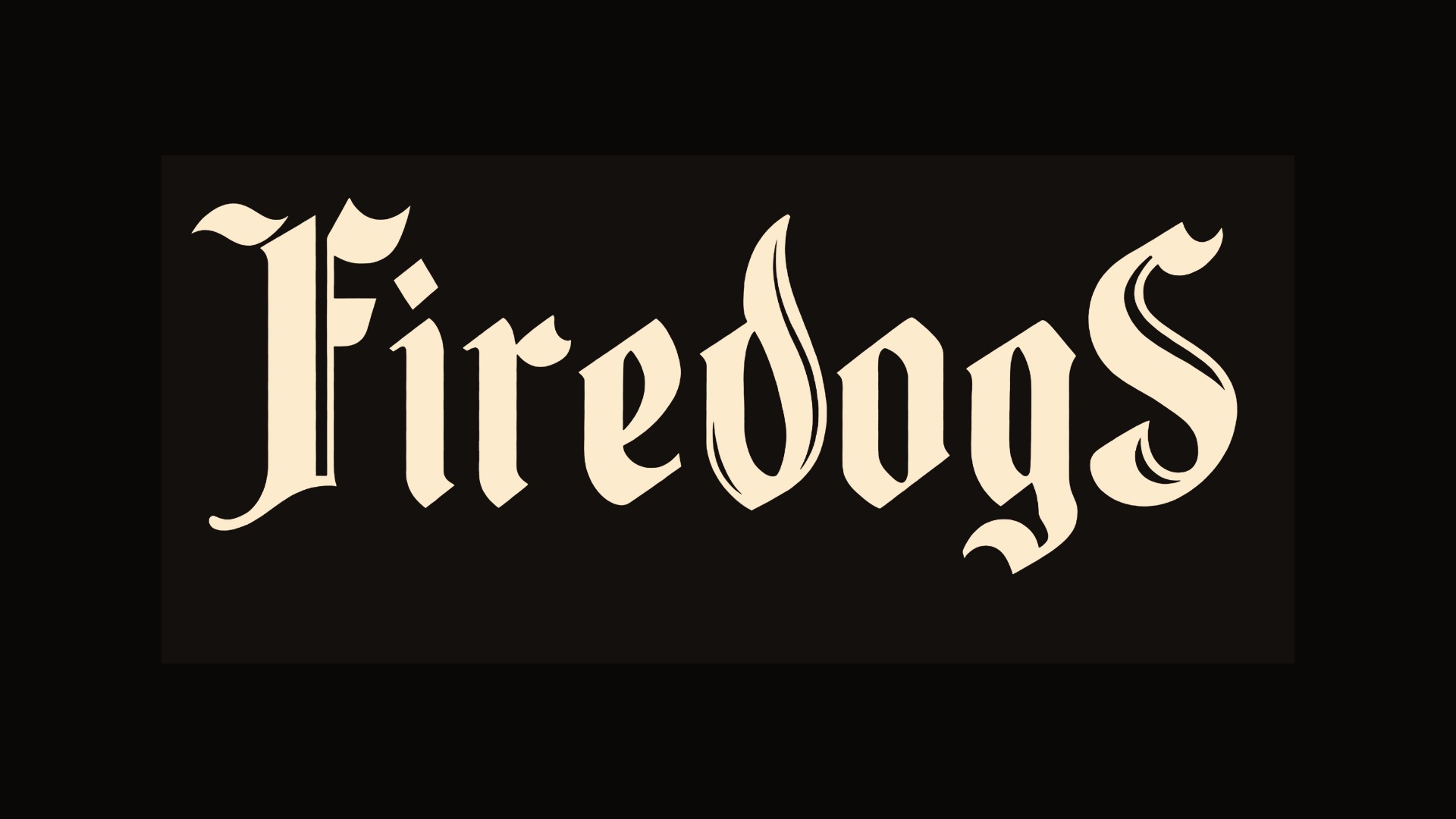 Firedogs — novo logotipo em bege sobre fundo escuro