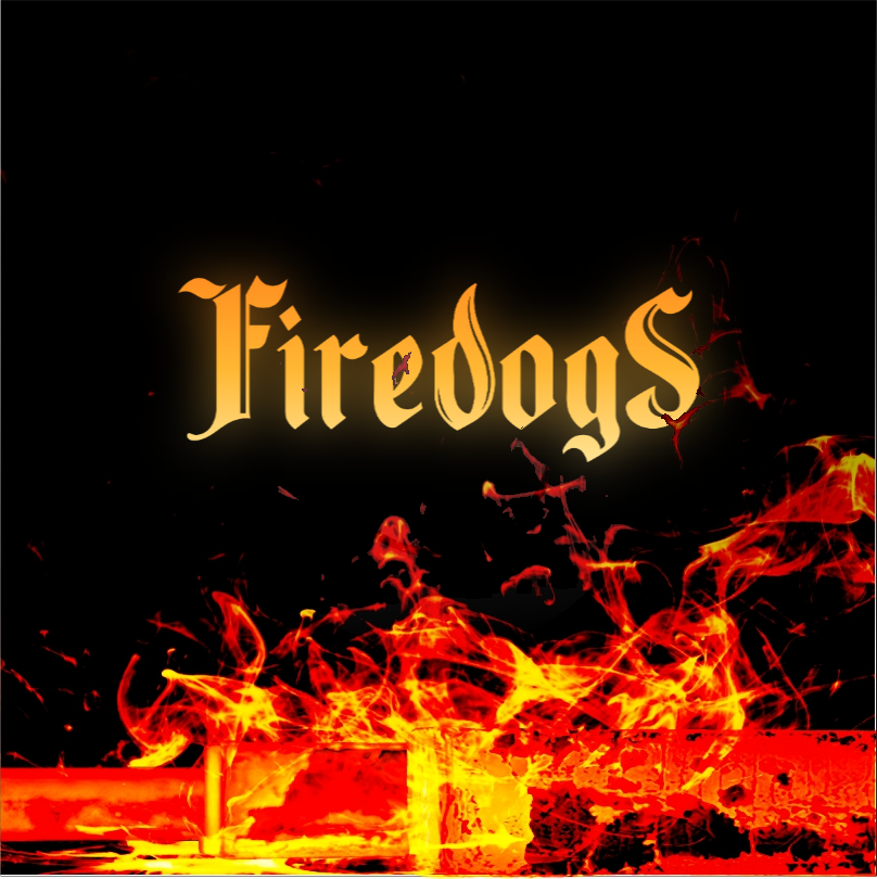 Logotipo da Firedogs em brasa sobre as barras em chamas